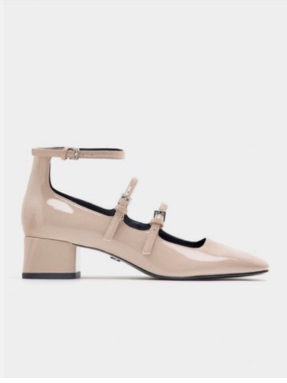 (NWT) Zara Triple-Strap Mary Jane Block Heels